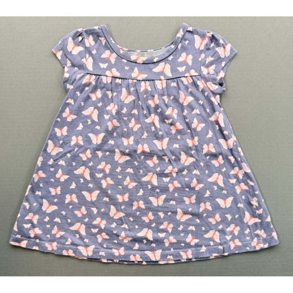 Simple Joys by Carters Baby Girl 18M Butterfly Dress Blue Cotton Jersey A21G045